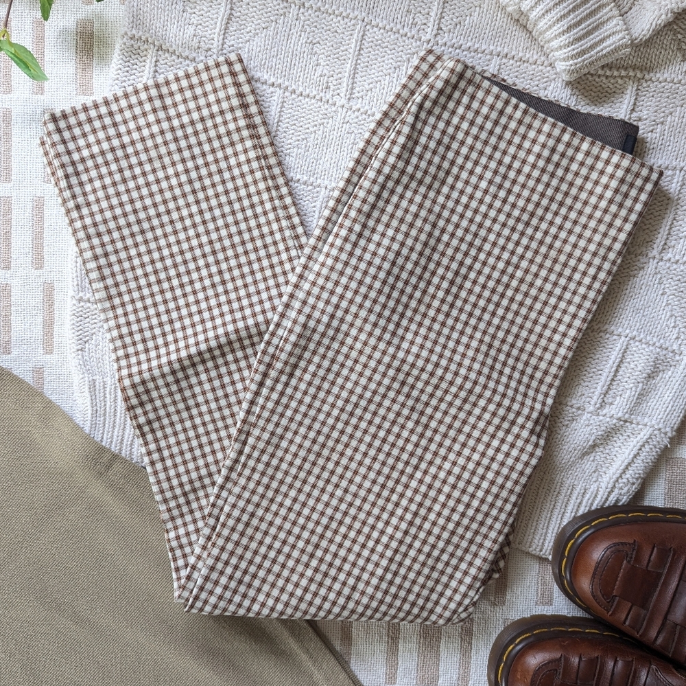 Theory | 8 | Skinny Legging in Ivory Multi Grid Stretch Pant